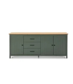 Aparador 3 puertas 3 cajones Mariana acabado verde, 80 cm(alto) 190 cm(ancho) 40 cm(largo)