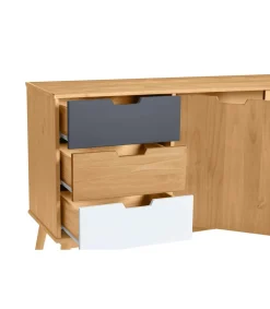 Aparador 2 puertas 3 cajones Cupido acabado natural, 140 cm (Ancho) 40 cm (Fondo) 80 cm (Alto