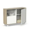Aparador 2 puertas 1 hueco Tibet en acabado color blanco/natural, 83cm(alto) 112cm(ancho) 33cm(largo)