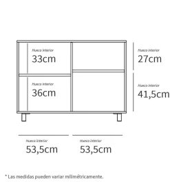 Aparador 2 puertas 1 hueco Tibet en acabado color blanco/natural, 83cm(alto) 112cm(ancho) 33cm(largo)
