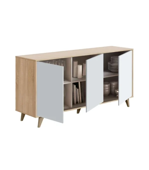Aparador 3 puertas Gala acabado roble/blanco 75 cm(alto) 154 cm(ancho)40 cm(largo)