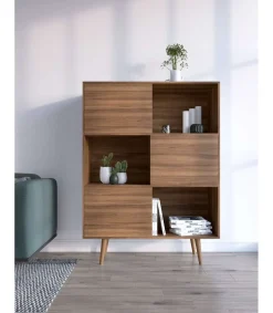 Aparador 3 puertas modelo-881 acabado nogal, 131cm(alto) 101cm(ancho) 30cm(fondo).