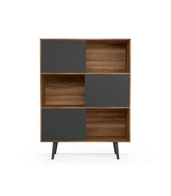 Aparador 3 puertas modelo-881 acabado nogal/grafito, 131cm(alto) 101cm(ancho) 30cm(fondo).