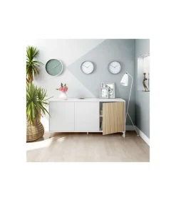 Aparador 3 puertas Tempo acabado natural/blanco. 74 cm(alto), 154 cm(ancho), 40 cm(largo)
