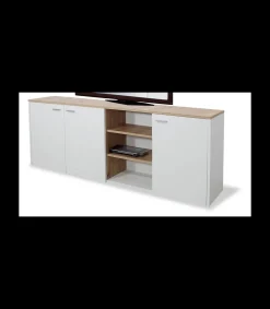 Aparador Amazonas 3 puertas acabado color blanco-artisan, 71cm(alto) 180cm(ancho) 34cm(largo)