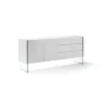Aparador de 2 puertas Erica acabado blanco brillo, 77 cm(alto) 180 cm(ancho) 49 cm (fondo)
