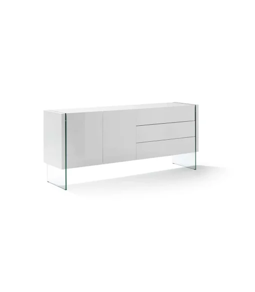 Aparador de 2 puertas Erica acabado blanco brillo, 77 cm(alto) 180 cm(ancho) 49 cm (fondo)