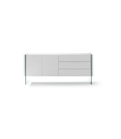 Aparador de 2 puertas Erica acabado blanco brillo, 77 cm(alto) 180 cm(ancho) 49 cm (fondo)