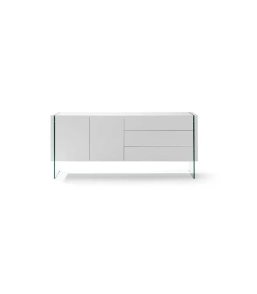 Aparador de 2 puertas Erica acabado blanco brillo, 77 cm(alto) 180 cm(ancho) 49 cm (fondo)