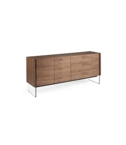 Aparador de 2 puertas Estefanía acabado nogal, 77 cm(alto) 180 cm(ancho) 49 cm (fondo)