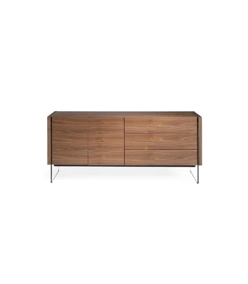 Aparador de 2 puertas Estefanía acabado nogal, 77 cm(alto) 180 cm(ancho) 49 cm (fondo)