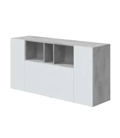 Aparador Maud 3 puertas blanco/cemento. 76 cm (alto) x 150 cm (ancho) x 41 cm (prof.)