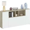 Aparador Maud 3 puertas blanco roble Alaska 76 cm (alto) x 150 cm (ancho) x 41 cm (prof.)