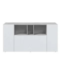Aparador Maud 3 puertas blanco/cemento. 76 cm (alto) x 150 cm (ancho) x 41 cm (prof.)