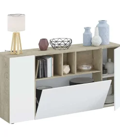 Aparador Maud 3 puertas blanco roble Alaska 76 cm (alto) x 150 cm (ancho) x 41 cm (prof.)