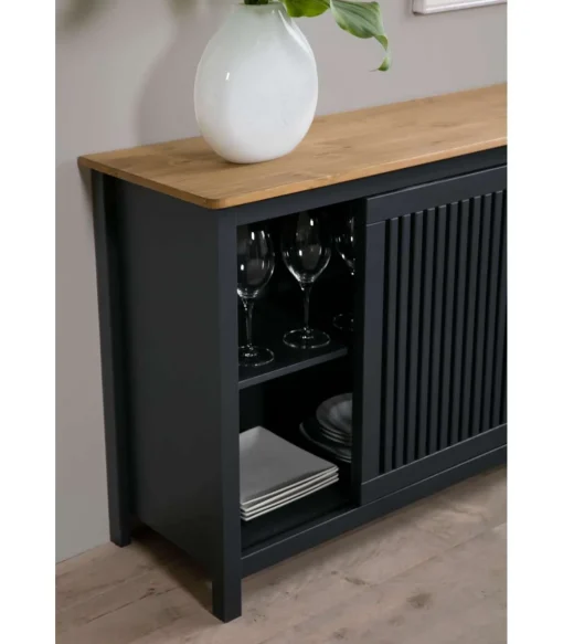 Aparador modelo Luna 1 puerta 3 cajones acabado gris 150 cm(ancho) 80 cm(alto) 40 cm (fondo)