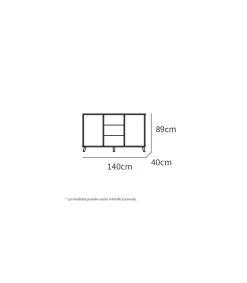 Aparador Oslo en acabado roble gold, 90cm(alto) 140cm(ancho) 40cm(largo)