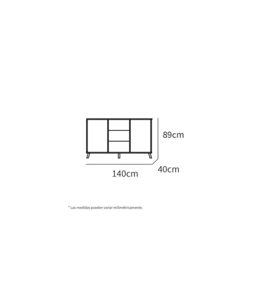 Aparador Oslo en acabado roble gold, 90cm(alto) 140cm(ancho) 40cm(largo)