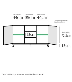 Aparador Oslo en acabado roble gold, 90cm(alto) 140cm(ancho) 40cm(largo)
