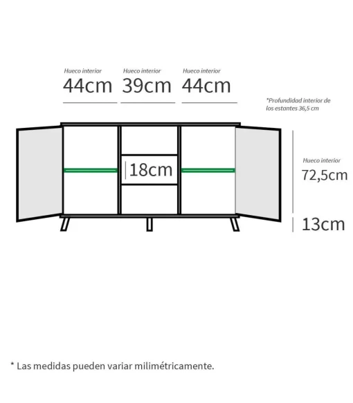 Aparador Oslo en acabado roble gold, 90cm(alto) 140cm(ancho) 40cm(largo)