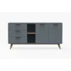 Aparador para comedor Nicolás 2 puertas 2 cajones 2 huecos acabado verde kaki/cera blanca, 165cm(ancho) 81cm(alto) 40cm (fondo)