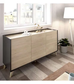 Aparador salon Cazalilla 3 puertas en natural-grafito 75 cm(alto)155 cm(ancho)43 cm(largo)
