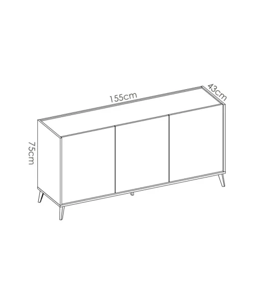 Aparador salon Cazalilla 3 puertas en natural-grafito 75 cm(alto)155 cm(ancho)43 cm(largo)