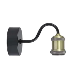 Aplique a pared modelo Acebuche acabado negro/cuero 11 cm(alto)9 cm(ancho)18 cm(largo)