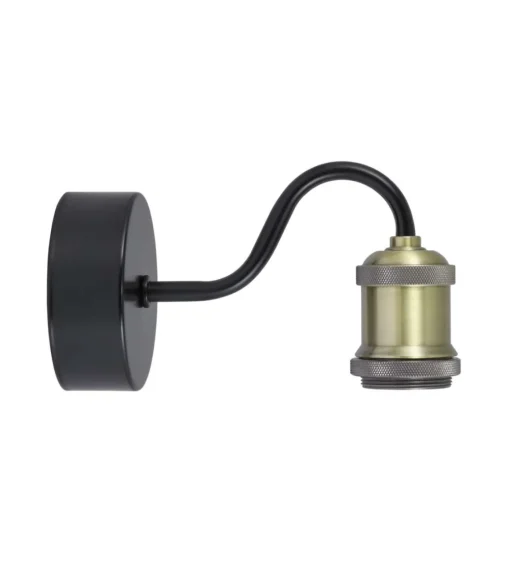 Aplique a pared modelo Acebuche acabado negro/cuero 11 cm(alto)9 cm(ancho)18 cm(largo)