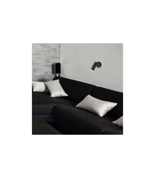 Aplique a pared modelo Antia acabado negro, 14cm(alto) 10cm(ancho) 23cm (fondo)