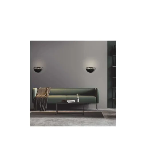 Aplique a pared modelo Pang acabado negro, 16cm(alto) 29cm(ancho) 15cm (fondo)