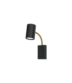 Aplique a pared modelo Tayron acabado negro/cuero, 26cm(alto) 14cm(ancho) 6cm(fondo)