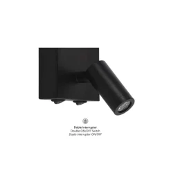 Aplique de pared led modelo Arla acabado negro, 18cm(ancho) 20cm(fondo) 32cm(alto).