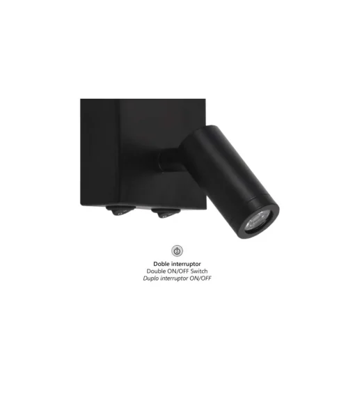 Aplique de pared led modelo Arla acabado negro, 18cm(ancho) 20cm(fondo) 32cm(alto).
