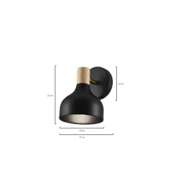 Aplique de pared modelo Arán acabado negro 18 cm(alto) 13 cm(ancho) 13 cm(fondo