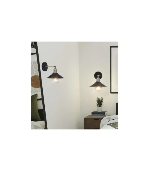 Aplique de pared modelo Gary acabado negro 23cm(ancho) 30cm(alto)23cm(fondo).