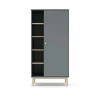 Armario 1 puerta 5 huecos DYLAN acabado verde kaki/cera blanca, 90cm(Ancho) 52cm(Fondo) 181cm(Alto