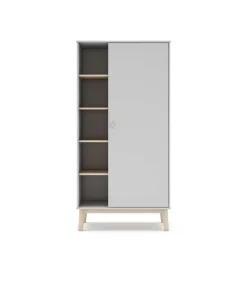 Armario 1 puerta 5 huecos DYLAN acabado blanco/cera blanca, 90cm(Ancho) 52cm(Fondo) 181cm(Alto