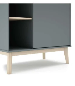 Armario 1 puerta 5 huecos DYLAN acabado verde kaki/cera blanca, 90cm(Ancho) 52cm(Fondo) 181cm(Alto