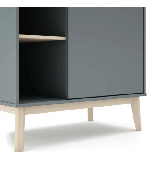 Armario 1 puerta 5 huecos DYLAN acabado verde kaki/cera blanca, 90cm(Ancho) 52cm(Fondo) 181cm(Alto