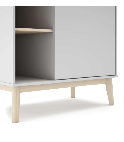 Armario 1 puerta 5 huecos DYLAN acabado blanco/cera blanca, 90cm(Ancho) 52cm(Fondo) 181cm(Alto