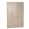 Armario 3 puertas abatibles 5 cajones acabado roble, 200 cm(alto)130 cm(ancho)50 cm(fondo)