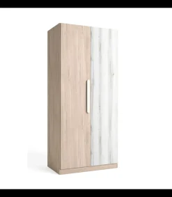 Armario 2 puertas abatibles acabado sahara/blanco, 200cm(alto) 90cm(ancho) 53cm(fondo)