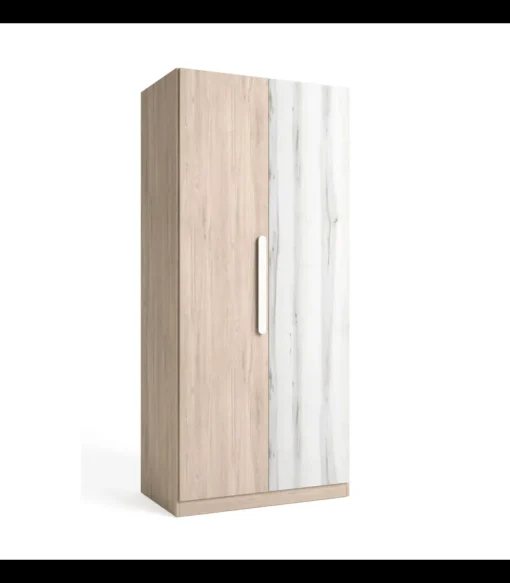 Armario 2 puertas abatibles acabado sahara/blanco, 200cm(alto) 90cm(ancho) 53cm(fondo)