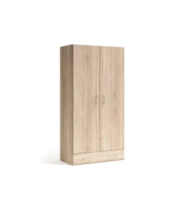 Armario 2 puertas abatibles y 1 cajón acabado roble cambrian, 197cm(alto) 99cm(ancho) 51cm(fondo)