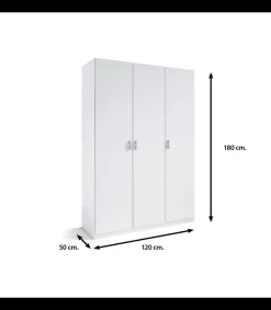 Armario 3 puertas abatibles acabado en blanco 180 cm(alto)120 cm(ancho)50 cm(fondo)