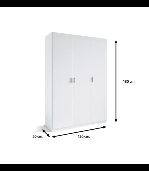 Armario 3 puertas abatibles acabado en blanco 180 cm(alto)120 cm(ancho)50 cm(fondo)