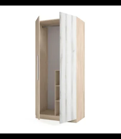 Armario 2 puertas abatibles acabado sahara/blanco, 200cm(alto) 90cm(ancho) 53cm(fondo)