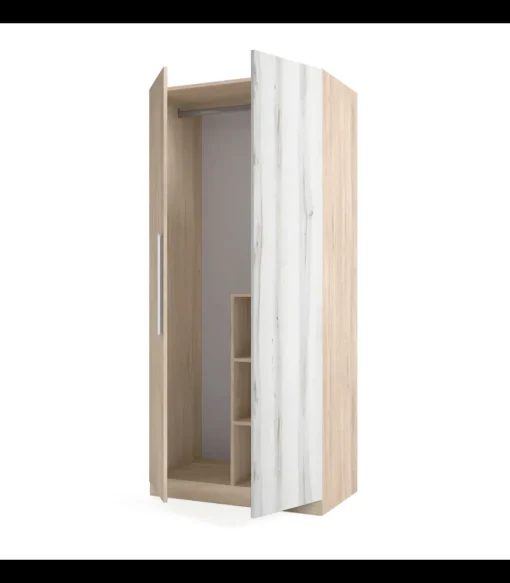 Armario 2 puertas abatibles acabado sahara/blanco, 200cm(alto) 90cm(ancho) 53cm(fondo)