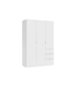 Armario 3 puertas abatibles 3 cajones acabado blanco. 180cm(alto). 121cm(ancho). 52cm(fondo).